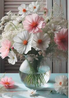 Wenskaarten blanco bloem pak a 10 stuks multi