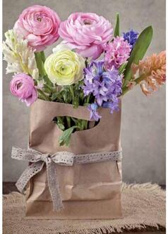 Wenskaarten blanco bloem pak a 10 stuks multi