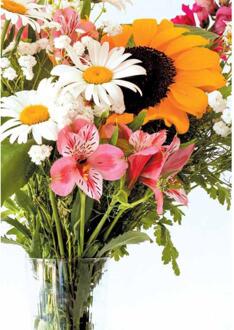 Wenskaarten blanco bloem pak a 10 stuks multi