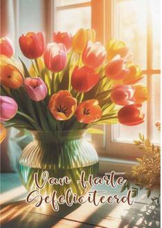 Wenskaarten Gefeliciteerd pak a 10 stuks multi