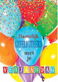 Wenskaarten Gefeliciteerd pak a 10 stuks multi