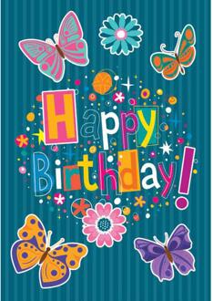 Wenskaarten Happy Birthday pak 10 stuks multi