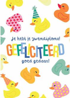 Wenskaarten Zwemdiploma pak a 10 stuks multi