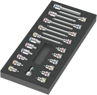 Wera 9723 Schuimrubberen inzetstuk met Zyklop B 3/8" bitdoppen Set 1, 22-delig Gereedschapsset