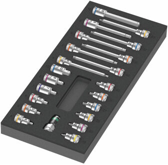 Wera 9723 Schuimrubberen inzetstuk met Zyklop B 3/8" bitdoppen Set 1, 22-delig Gereedschapsset