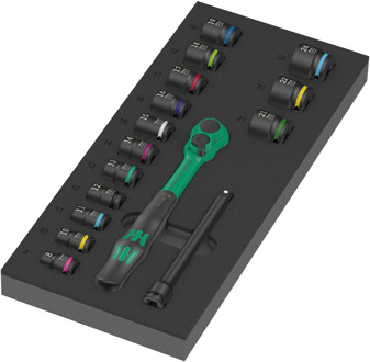 Wera 9724 Schuimstof Inzetstuk | inclusief Zyklop Comfort ratelset 1 | 3/8" | 16-delig - 05150114001
