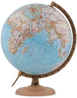 Wereldbol - Globe Gold Classic Blauw ø 30 cm | Engelstalig | Met Verlichting | National Geographic