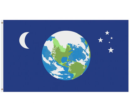 Wereldbol vlag met maan en sterren - 150 x 90 cm - zuinig op de aarde Multi
