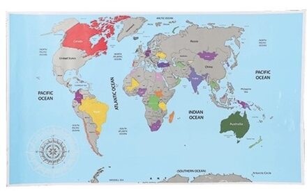 Wereldkaart kraskaart - wereld poster - 52 x 88 cm - Educatief