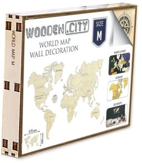 Wereldkaart M - Houten Modelbouw - 57x35 cm