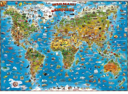 Wereldkaart poster 137 x 97 cm - Posters Multikleur