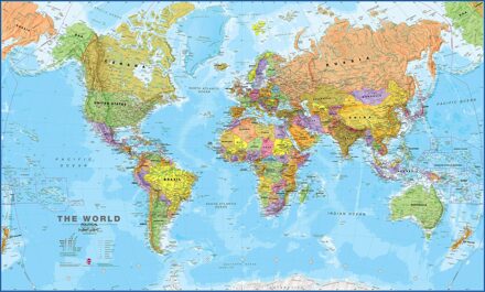 Wereldkaart - Prikbord politiek, 101 x 59 cm | Maps International