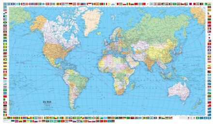 Wereldkaart Welt politik | 88 x 51 cm | Kümmerly & Frey