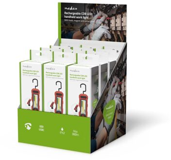 Werklamp | 4 W | Batterij Gevoed | 5 V DC | Ingebouwde Lithium-Ion | Oplaadbaar | Lichtduur: 5 u | 300 lm | Lichtbereik: 20 m - LWORR05RD