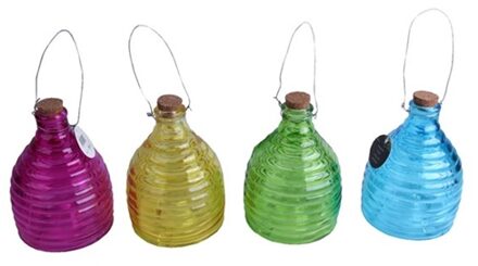 Wespenval glas ribbel 21 cm verschillende