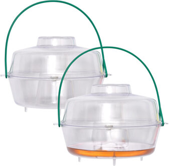 Wespenval met hengsel - 2x - kunststof - transparant - D13 x H9 cm