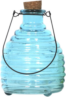 Wespenvanger/wespenval met hengsel - glas - blauw - D13 x H17 cm