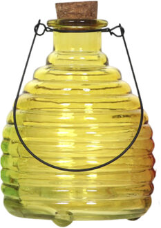 Wespenvanger/wespenval met hengsel - glas - geel - D13 x H17 cm