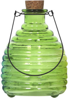 Wespenvanger/wespenval met hengsel - glas - groen - D13 x H17 cm