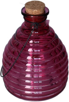 Wespenvanger/wespenval met hengsel - glas - rood - D13 x H17 cm