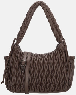 West End schoudertas smocked donkerbuin Donkerbruin