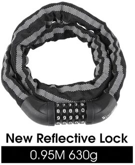 West Fietsen Bike Lock 0.9/1.2/1.45 M Motorfiets Fiets Kabel Lock Anti-Diefstal Met 5 Wachtwoord gecodeerde Gelegeerd Staal Sloten Voor Fietsen 0.95M Reflective