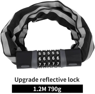West Fietsen Bike Lock 0.9/1.2/1.45 M Motorfiets Fiets Kabel Lock Anti-Diefstal Met 5 Wachtwoord gecodeerde Gelegeerd Staal Sloten Voor Fietsen 1.2M Reflective