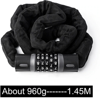 West Fietsen Bike Lock 0.9/1.2/1.45 M Motorfiets Fiets Kabel Lock Anti-Diefstal Met 5 Wachtwoord gecodeerde Gelegeerd Staal Sloten Voor Fietsen Password 1.45M zwart