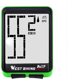 West Fietsen Fiets Computer Regendicht Draadloze Fietsen Kilometerstand Mtb Bike Stopwatch Horloge Led Scherm Snelheidsmeter groen