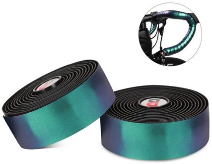 West Fietsen Fietsstuur Tape Met Bar Plug 2 Stuks Lichtgewicht Kleverige Pu Eva Ademende Anti-Slip Racefiets grips Tape Bandjes C stijl donker groen
