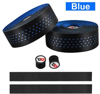West Fietsen Fietsstuur Tape Met Bar Plug 2 Stuks Lichtgewicht Kleverige Pu Eva Ademende Anti-Slip Racefiets grips Tape Bandjes een style blauw