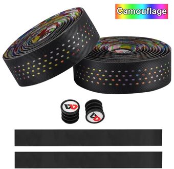 West Fietsen Fietsstuur Tape Met Bar Plug 2 Stuks Lichtgewicht Kleverige Pu Eva Ademende Anti-Slip Racefiets grips Tape Bandjes een style camouflage