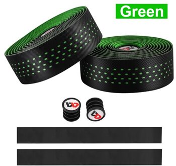 West Fietsen Fietsstuur Tape Met Bar Plug 2 Stuks Lichtgewicht Kleverige Pu Eva Ademende Anti-Slip Racefiets grips Tape Bandjes een style groen