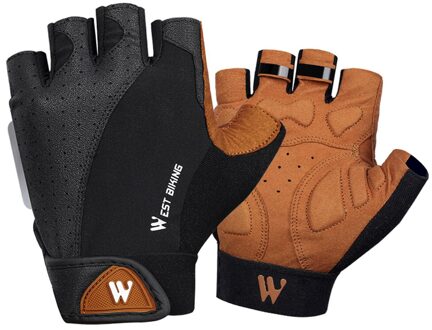 West Fietsen Half Vinger Fietsen Handschoenen Ademend Shockproof Fiets Motorhandschoenen Anti Slip Outdoor Sport Handschoenen