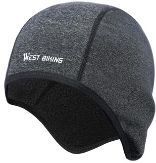 West Fietsen Winter Fleece Cap Winddicht Mannen Vrouwen Unisex Warm Helm Hoed Voor Outdoor Fietsen Running Skiën grijs