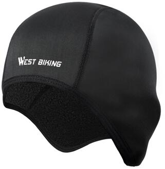 West Fietsen Winter Fleece Cap Winddicht Mannen Vrouwen Unisex Warm Helm Hoed Voor Outdoor Fietsen Running Skiën zwart