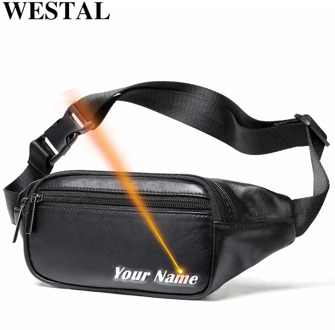 WESTAL belt bag men waist bag for men genuine leather shoulder straps for bags small phone waist belt bag travel pouch bags 7310
