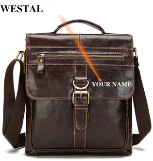 WESTAL Big Crossbody Bags for Men Genuine Leather Bag Hasp Men's Shoulder Bag Leather Handbags Fashion Messenger Bags Man 1292