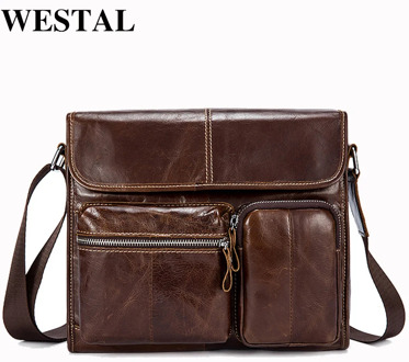 WESTAL Crossbody Bags for Men Genuine Leather Bags fashion Satchels Men's Shoulder Bag Leather Man Messenger Bag Handbags 380