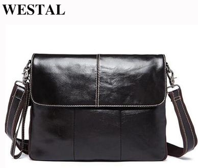 WESTAL Genuine Leather men's bags male messenger bag Men 's Shoulder Crossbody bags New design cowhide leather bag for men 8007
