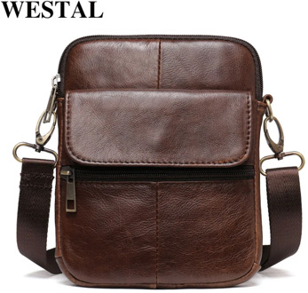 WESTAL genuine leather men's shoulder bag male small phone bag for men crossbody bag men's leather bag thin designer bags 7350