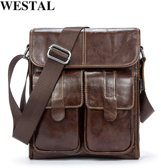 WESTAL Genuine Leather Men's Shoulder Bags for Men Luxury Messenger Bag Men Leather Bag Male Designer Crossbody Bag for ipad 366
