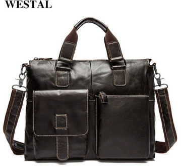 WESTAL men's bag genuine leather messenger bag men leather totes man hand bags business shoulder men's handbags laptop bags 260