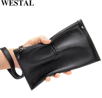 WESTAL men's clutch bag genuine leather wallet long fashion purse for men luxury brand clutch male money bag men's clutch bag