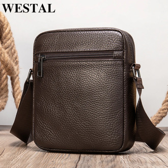 WESTAL men's shoulder bag casual genuine leather messenger bag men's crossbody bag small men's bags sling bag for phone 7362