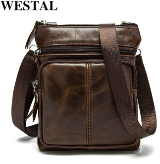 WESTAL men's shoulder bag for men genuine leather handbag small male casual messenger small phone crossbody bags designer 701