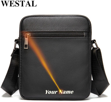 WESTAL men's shoulder bag genuine leather crossbody bags for men messenger bag leather genuine customized small bag for men 2020