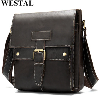 WESTAL men's shoulder bag genuine leather messenger bag men's crossbody bussiness male zipper flap bag for men handbags 9040