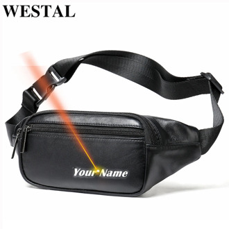 WESTAL men's waist bag belt men sheep genuien leather waist pack fanny pack designer man belt pouch luxury brand sling bag 7310