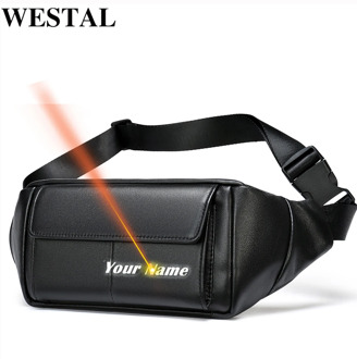 WESTAL men's waist bag genuine leather male fanny pack for men bag belt men casual waist pack messenger bag men's chest bag 7312